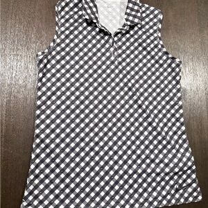 Nike Black and White Checkered Sleeveless Blouse